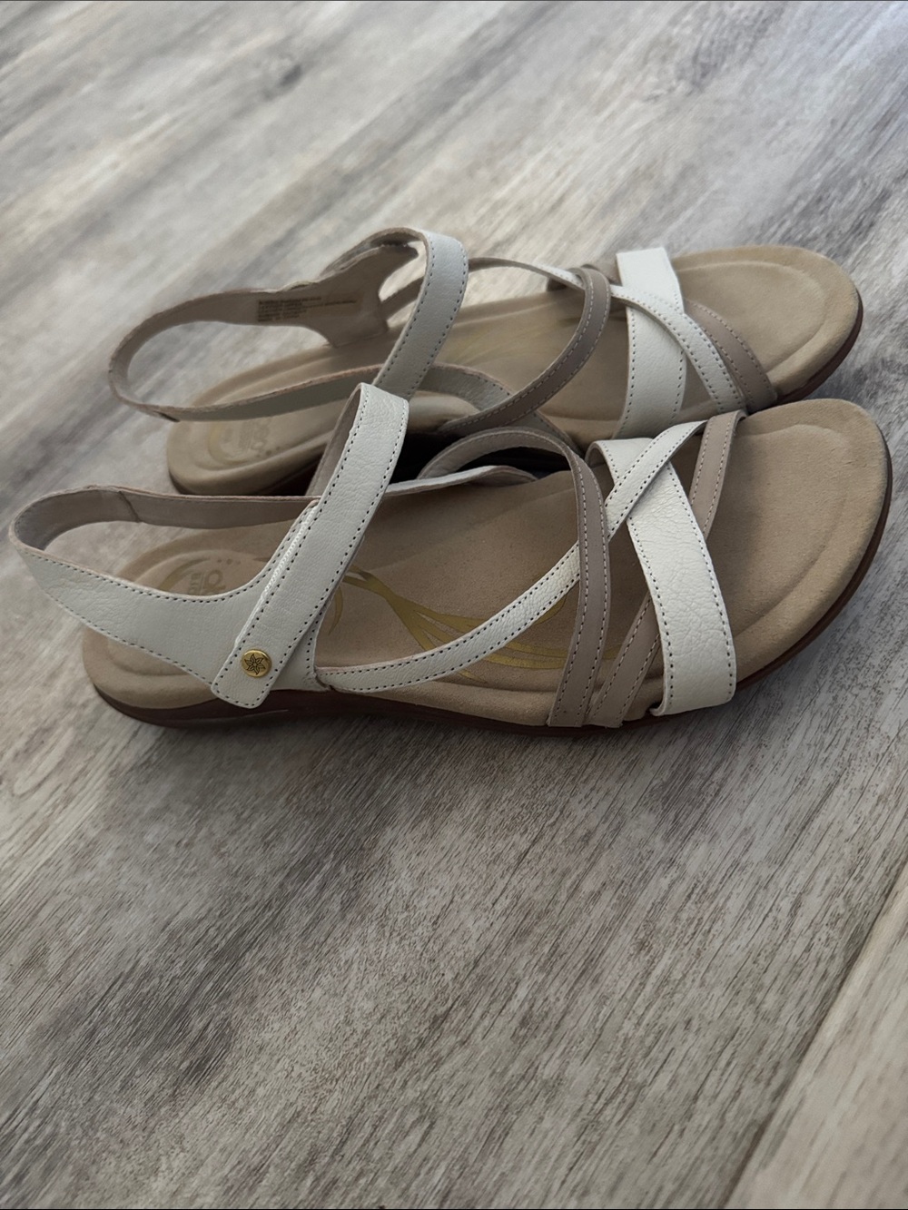 ABEO Biosystem size 8 Sandals - White & Tan Strappy Women’s Sandals - Picture 2 of 9